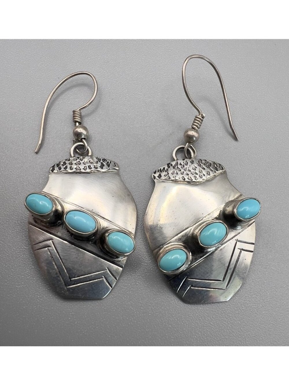 Vintage Navajo Native American Sterling Silver Turquoise Earrings
